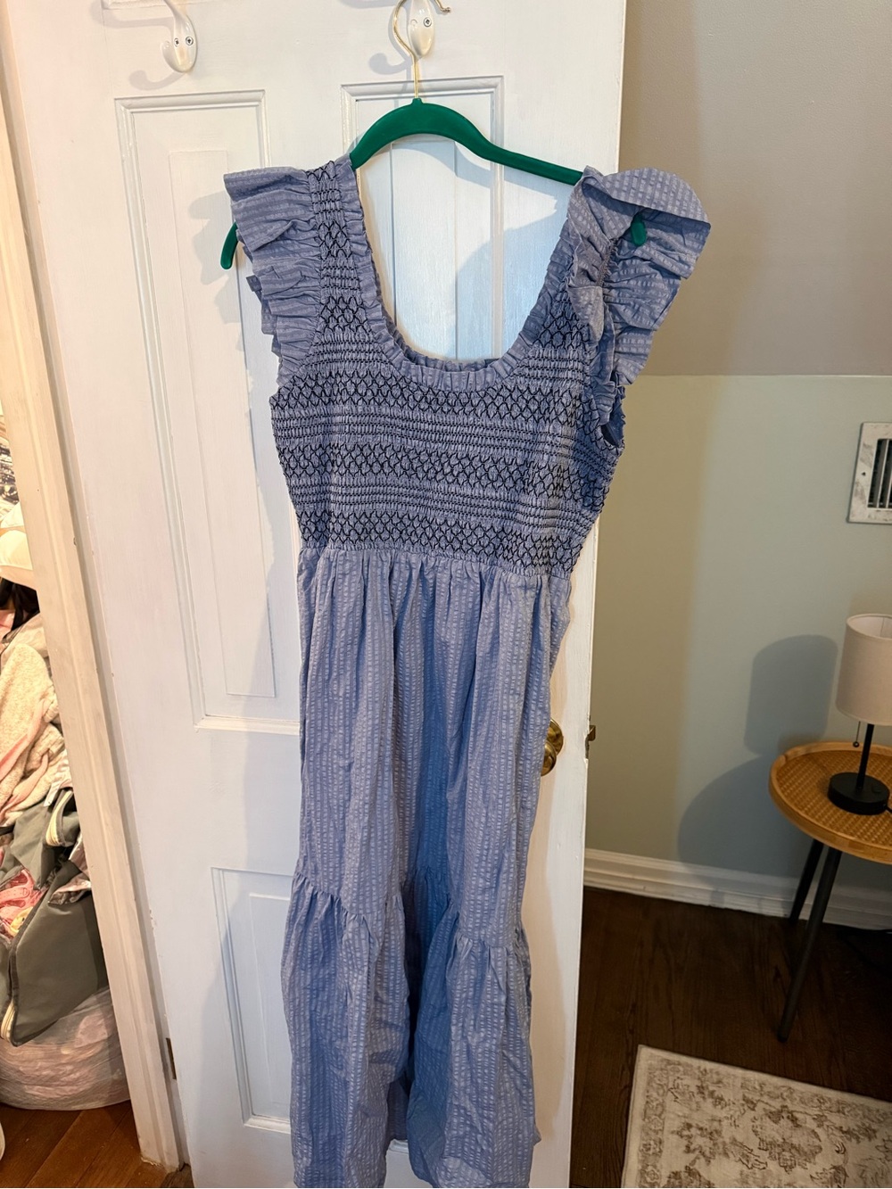 Hill House Light Blue Smocked Ruffle Strap Maxi Dress